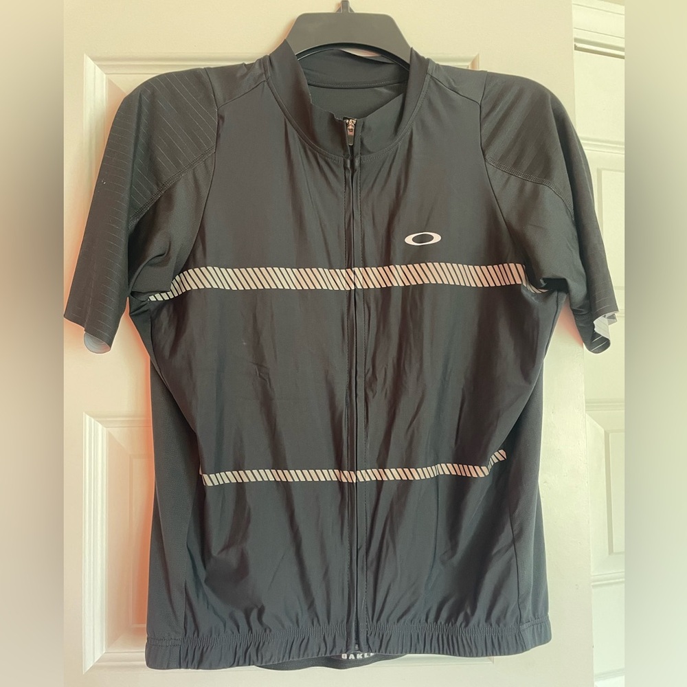 Oakley Men's Black Cycling Jersey with Reflective Stripes